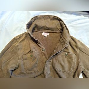 Wallace & Barnes Sweater Mens Small Green Pullover Cotton Shawl Collar J. Crew